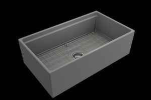 Contempo Step-Rim 33' x 19' x 10' Single-Basin Farmhouse Apron Front Kitchen Sink in Matte Gray
