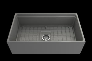 Contempo Step-Rim 33' x 19' x 10' Single-Basin Farmhouse Apron Front Kitchen Sink in Matte Gray