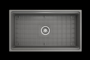Contempo Step-Rim 33' x 19' x 10' Single-Basin Farmhouse Apron Front Kitchen Sink in Matte Gray