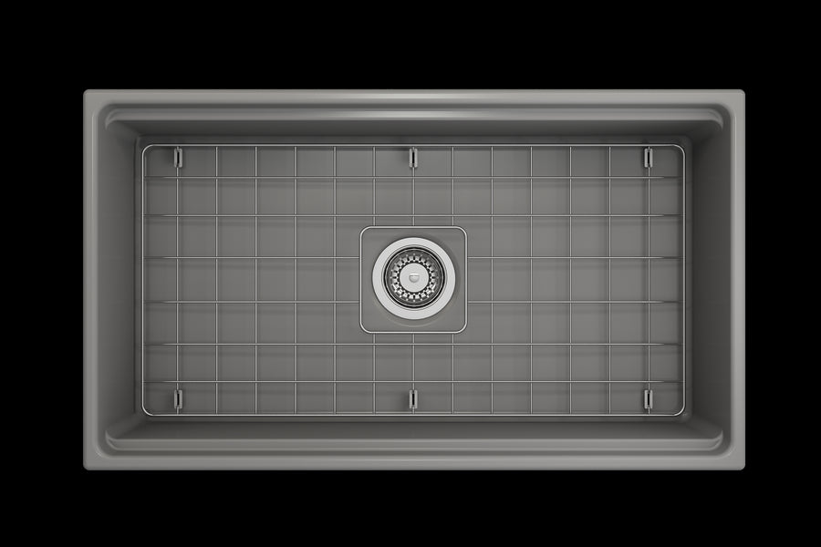 Contempo Step-Rim 33' x 19' x 10' Single-Basin Farmhouse Apron Front Kitchen Sink in Matte Gray
