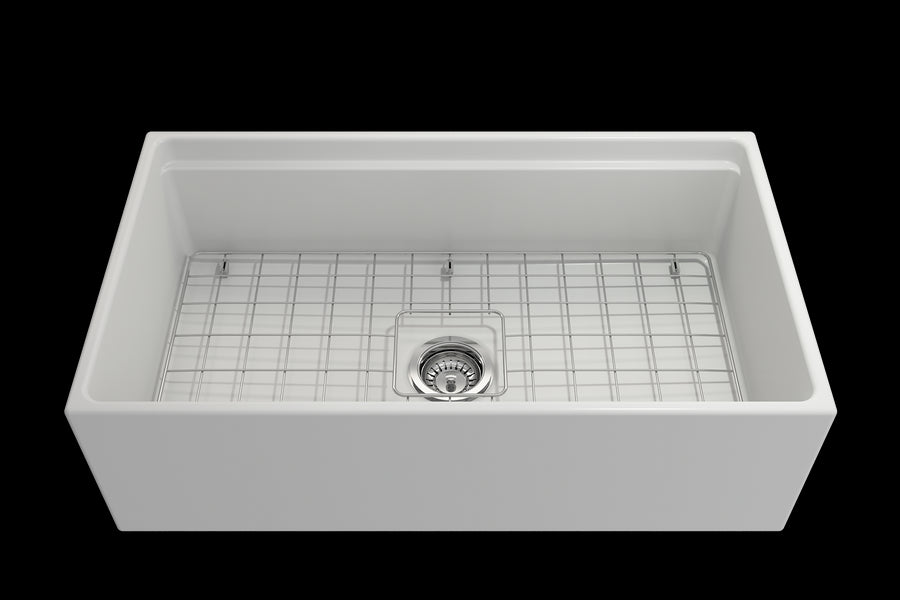 Contempo Step-Rim 33' x 19' x 10' Single-Basin Farmhouse Apron Front Kitchen Sink in Matte White