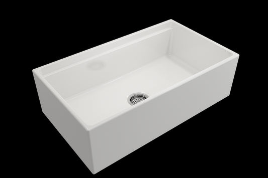 Contempo Step-Rim 33" x 19" x 10" Single-Basin Farmhouse Apron Front Kitchen Sink in White