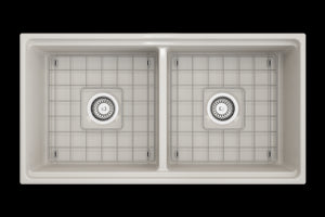 Contempo Step-Rim 36' x 19' x 10' Double-Basin Farmhouse Apron Front Kitchen Sink in Biscuit