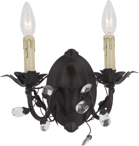 Elegante 9.5" 2 Light Wall Sconce in Oil Rubbed Bronze