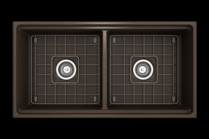 Contempo Step-Rim 36' x 19' x 10' Double-Basin Farmhouse Apron Front Kitchen Sink in Matte Brown