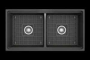 Contempo Step-Rim 36' x 19' x 10' Double-Basin Farmhouse Apron Front Kitchen Sink in Matte Dark Gray