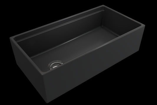 Contempo Step-Rim 36" x 19" x 10" Single-Basin Farmhouse Apron Front Kitchen Sink in Matte Dark Gray