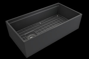 Contempo Step-Rim 36' x 19' x 10' Single-Basin Farmhouse Apron Front Kitchen Sink in Matte Dark Gray