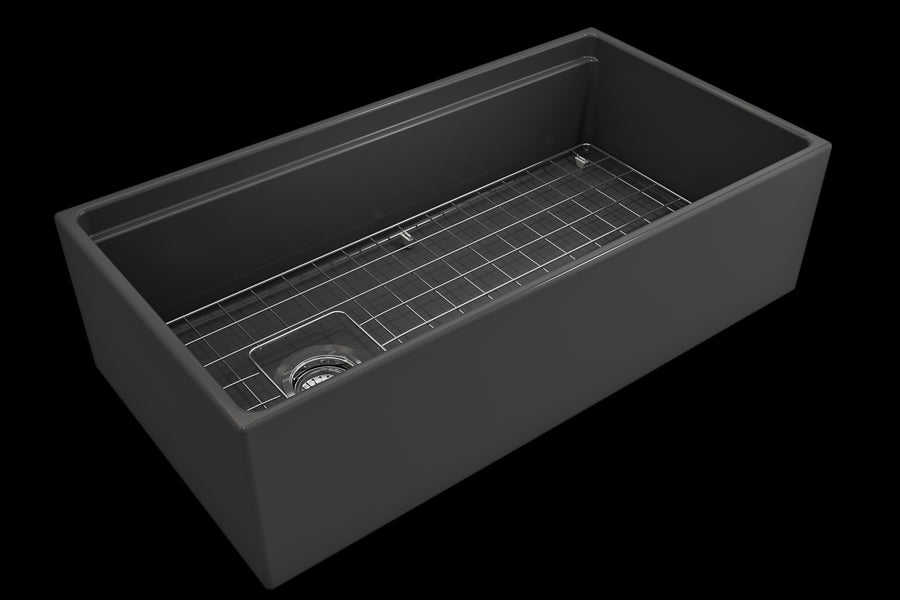 Contempo Step-Rim 36' x 19' x 10' Single-Basin Farmhouse Apron Front Kitchen Sink in Matte Dark Gray