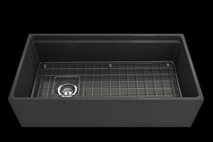 Contempo Step-Rim 36' x 19' x 10' Single-Basin Farmhouse Apron Front Kitchen Sink in Matte Dark Gray