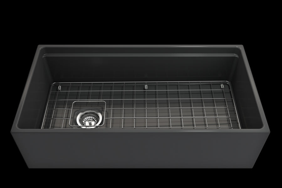 Contempo Step-Rim 36' x 19' x 10' Single-Basin Farmhouse Apron Front Kitchen Sink in Matte Dark Gray
