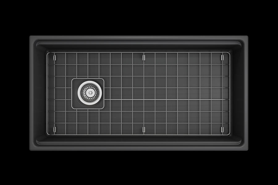Contempo Step-Rim 36' x 19' x 10' Single-Basin Farmhouse Apron Front Kitchen Sink in Matte Dark Gray