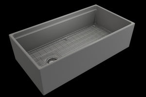 Contempo Step-Rim 36' x 19' x 10' Single-Basin Farmhouse Apron Front Kitchen Sink in Matte Gray