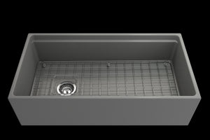 Contempo Step-Rim 36' x 19' x 10' Single-Basin Farmhouse Apron Front Kitchen Sink in Matte Gray
