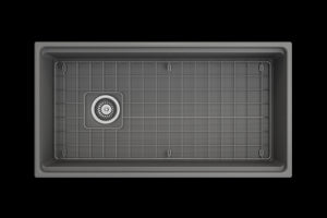 Contempo Step-Rim 36' x 19' x 10' Single-Basin Farmhouse Apron Front Kitchen Sink in Matte Gray