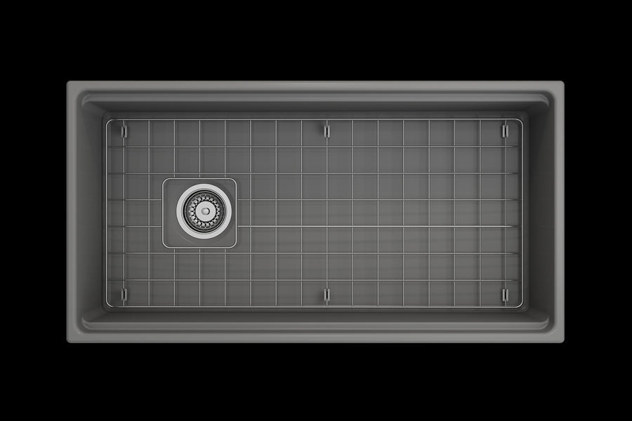 Contempo Step-Rim 36' x 19' x 10' Single-Basin Farmhouse Apron Front Kitchen Sink in Matte Gray