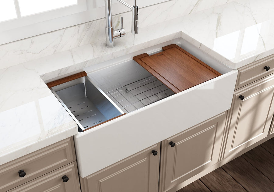 Contempo Step-Rim 36' x 19' x 10' Single-Basin Farmhouse Apron Front Kitchen Sink in White