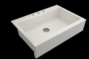 Nuova 34' x 24' x 10' Single-Basin Farmhouse Apron Front Kitchen Sink in Biscuit