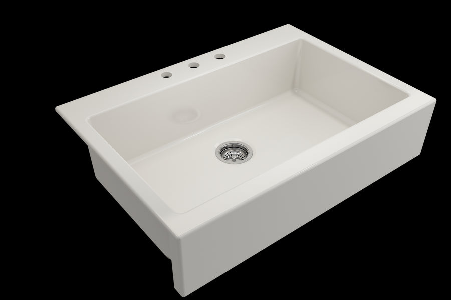 Nuova 34' x 24' x 10' Single-Basin Farmhouse Apron Front Kitchen Sink in Biscuit