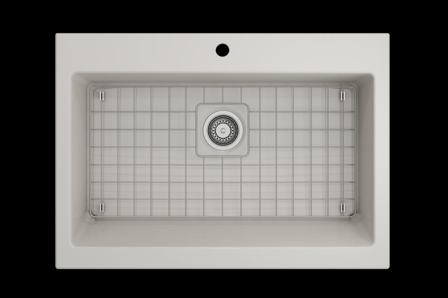 Nuova 34' x 24' x 10' Single-Basin Farmhouse Apron Front Kitchen Sink in Biscuit