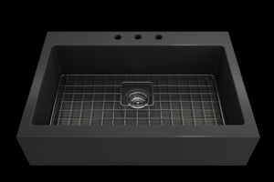 Nuova 34' x 24' x 10' Single-Basin Farmhouse Apron Front Kitchen Sink in Matte Dark Gray