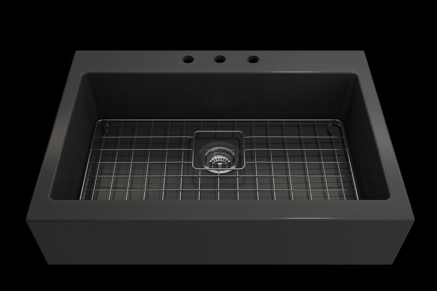 Nuova 34' x 24' x 10' Single-Basin Farmhouse Apron Front Kitchen Sink in Matte Dark Gray
