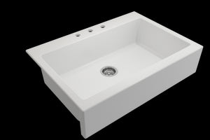 Nuova 34' x 24' x 10' Single-Basin Farmhouse Apron Front Kitchen Sink in Matte White