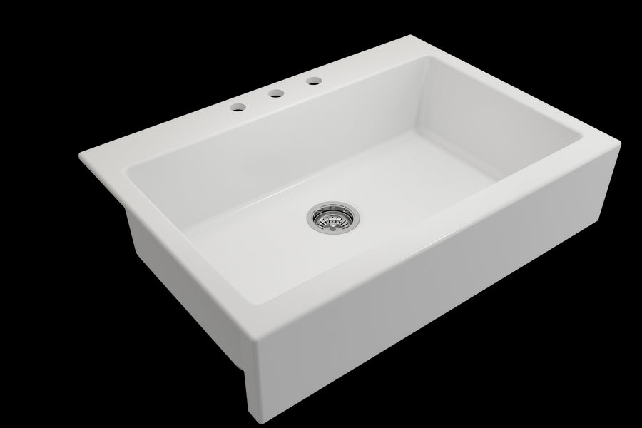 Nuova 34' x 24' x 10' Single-Basin Farmhouse Apron Front Kitchen Sink in Matte White