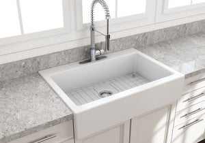 Nuova 34' x 24' x 10' Single-Basin Farmhouse Apron Front Kitchen Sink in Matte White