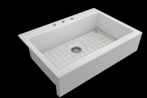 Nuova 34' x 24' x 10' Single-Basin Farmhouse Apron Front Kitchen Sink in Matte White