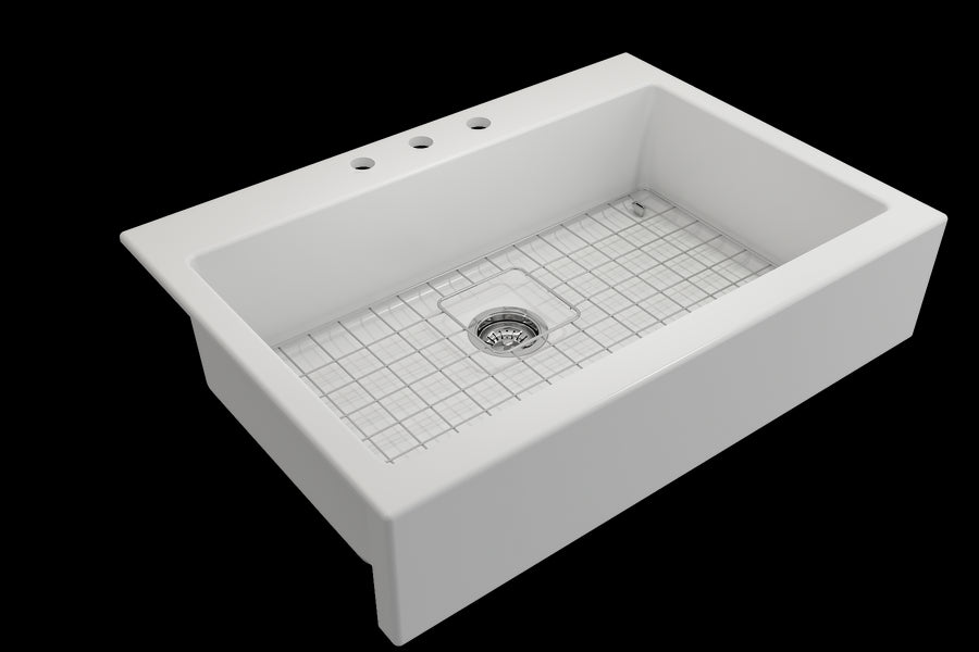 Nuova 34' x 24' x 10' Single-Basin Farmhouse Apron Front Kitchen Sink in Matte White