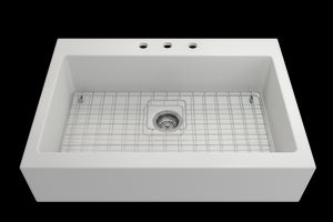 Nuova 34' x 24' x 10' Single-Basin Farmhouse Apron Front Kitchen Sink in Matte White