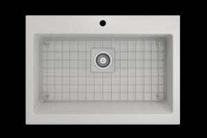 Nuova 34' x 24' x 10' Single-Basin Farmhouse Apron Front Kitchen Sink in Matte White