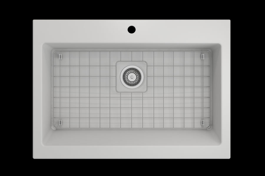 Nuova 34' x 24' x 10' Single-Basin Farmhouse Apron Front Kitchen Sink in Matte White