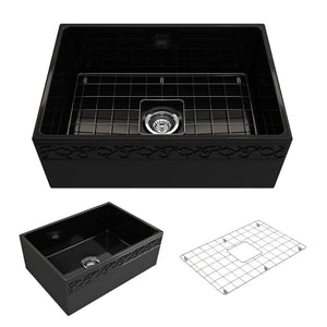 Vigneto 27' x 19' x 10' Single-Basin Farmhouse Apron Front Kitchen Sink in Black