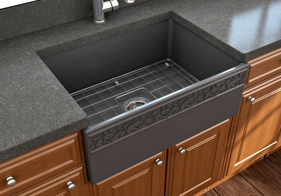 Vigneto 27' x 19' x 10' Single-Basin Farmhouse Apron Front Kitchen Sink in Matte Dark Gray