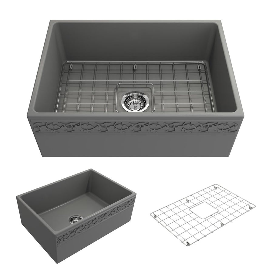 Vigneto 27' x 19' x 10' Single-Basin Farmhouse Apron Front Kitchen Sink in Matte Gray