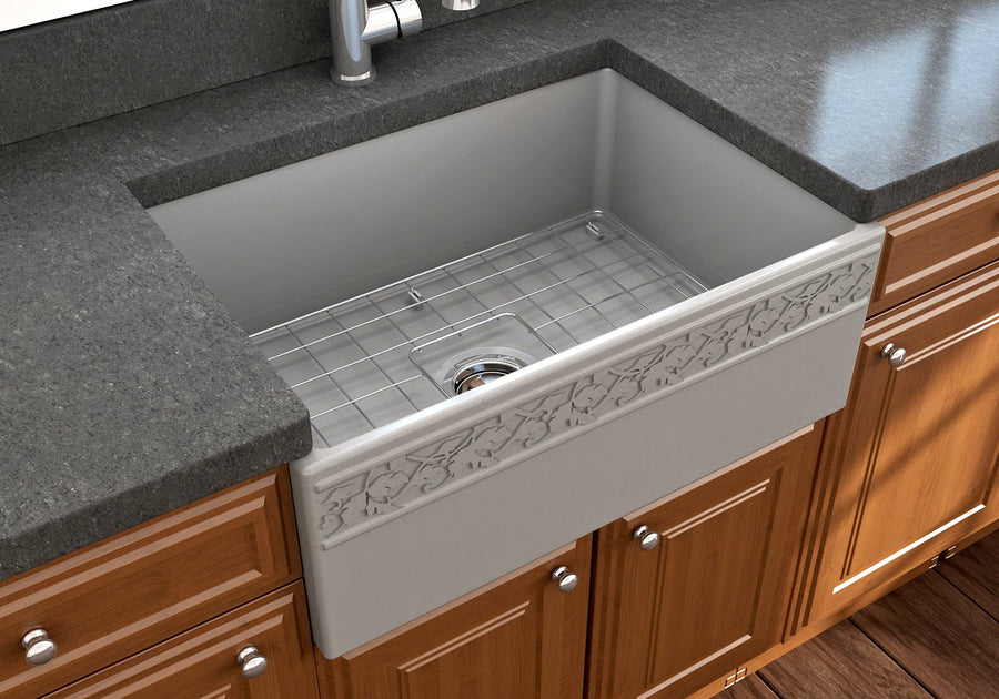 Vigneto 27' x 19' x 10' Single-Basin Farmhouse Apron Front Kitchen Sink in Matte Gray
