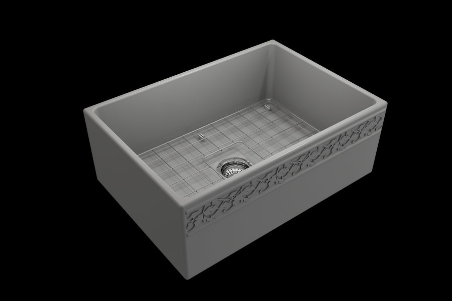Vigneto 27' x 19' x 10' Single-Basin Farmhouse Apron Front Kitchen Sink in Matte Gray