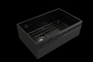 Vigneto 30' x 19' x 10' Single-Basin Farmhouse Apron Front Kitchen Sink in Black