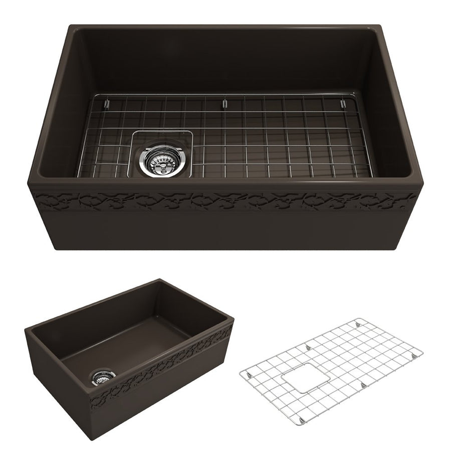 Vigneto 30' x 19' x 10' Single-Basin Farmhouse Apron Front Kitchen Sink in Matte Brown