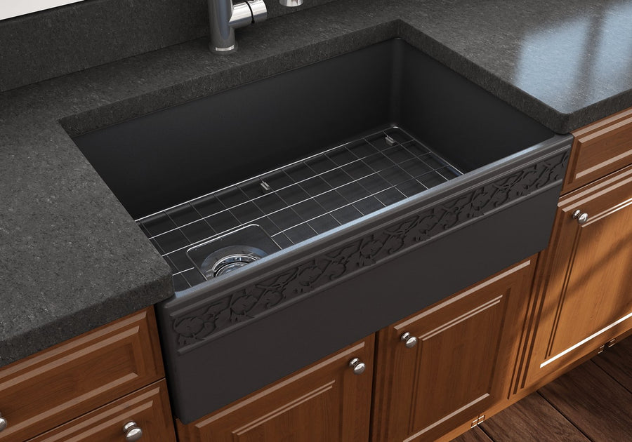 Vigneto 30' x 19' x 10' Single-Basin Farmhouse Apron Front Kitchen Sink in Matte Dark Gray