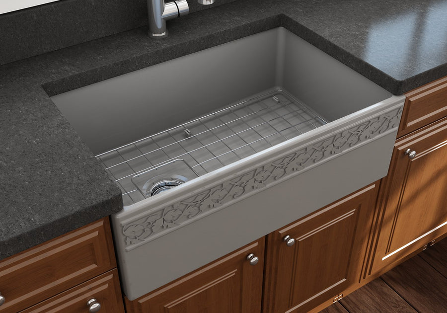 Vigneto 30' x 19' x 10' Single-Basin Farmhouse Apron Front Kitchen Sink in Matte Gray