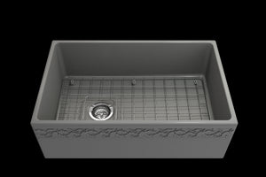 Vigneto 30' x 19' x 10' Single-Basin Farmhouse Apron Front Kitchen Sink in Matte Gray