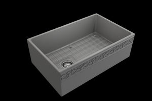 Vigneto 30' x 19' x 10' Single-Basin Farmhouse Apron Front Kitchen Sink in Matte Gray