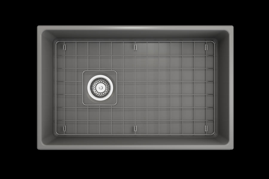 Vigneto 30' x 19' x 10' Single-Basin Farmhouse Apron Front Kitchen Sink in Matte Gray
