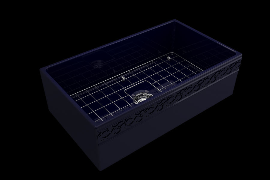 Vigneto 33' x 19' x 10' Single-Basin Farmhouse Apron Front Kitchen Sink in Sapphire Blue