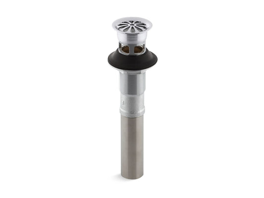 Grid Drain in Polished Chrome with Overflow (2.13" x 2.13" x 8.94")