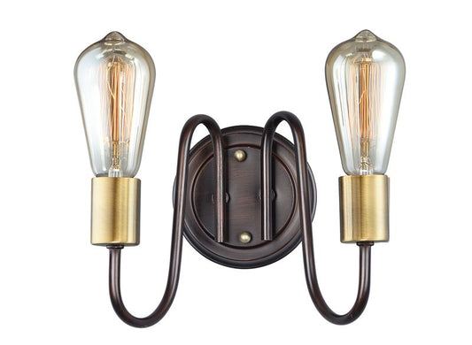 Haven 7" 2 Light Wall Sconce in Oil Rubbed Bronze Antique Brass