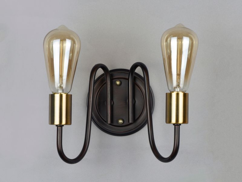 Haven 7' 2 Light Wall Sconce in Oil Rubbed Bronze Antique Brass